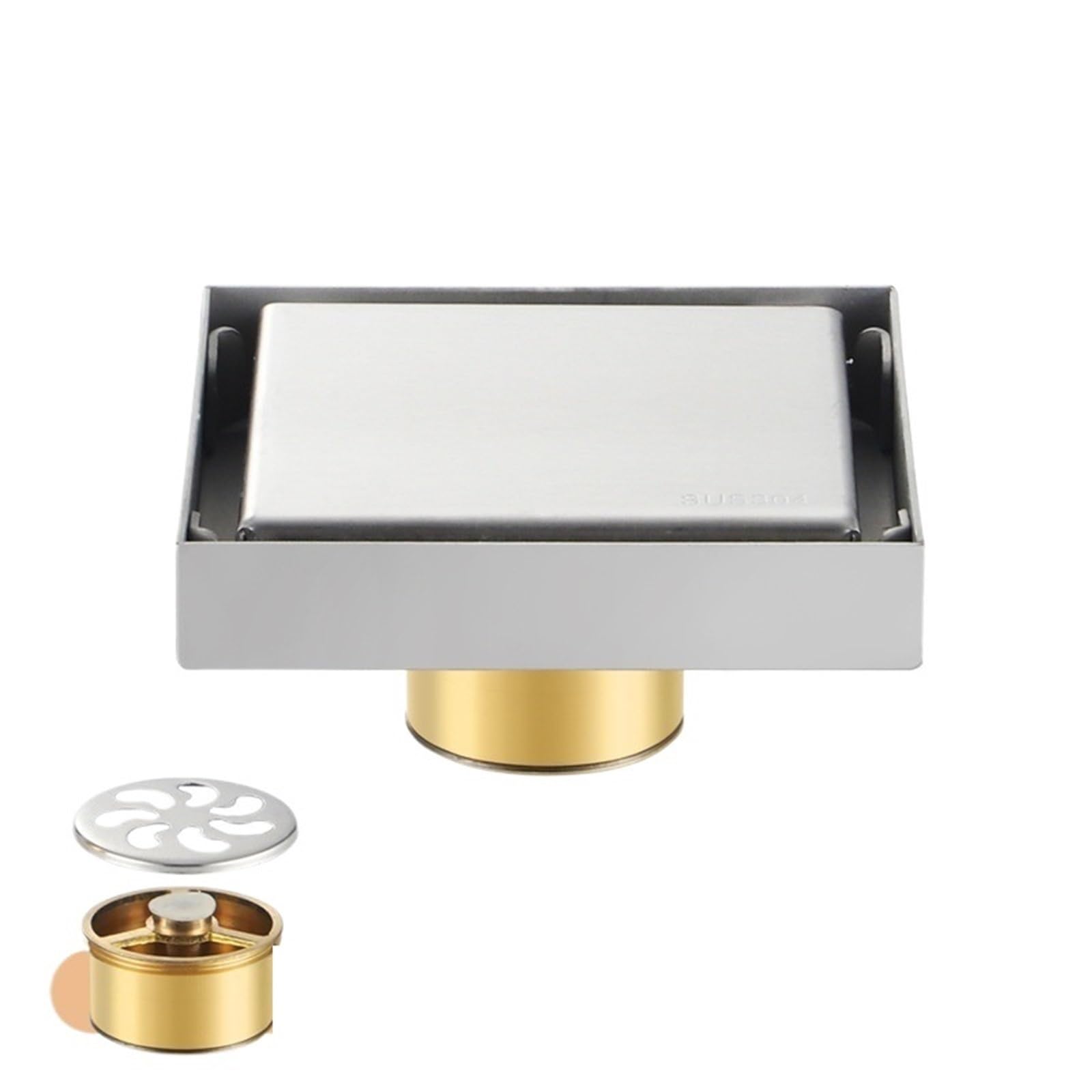 Floor Drain Cover Floor Drain Stainless Steel Invisible Square Bathroom Toilet Hidden Drainage Anti Odor Drainc(Style 8)