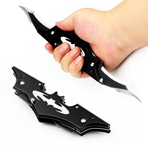 11 Dual Blade Knife Pocket Knife Batman Inspired Tactical Folding Knife - Black