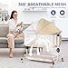 MOMFANN Baby Bassinet Bedside Sleeper, Upgraded Stability Bedside Crib with Full Mesh Sides, Soft Sheet, 6-Height Adjustment, Storage Basket, Easy Folding Portable Bassinet for Newborns, Oatmeal