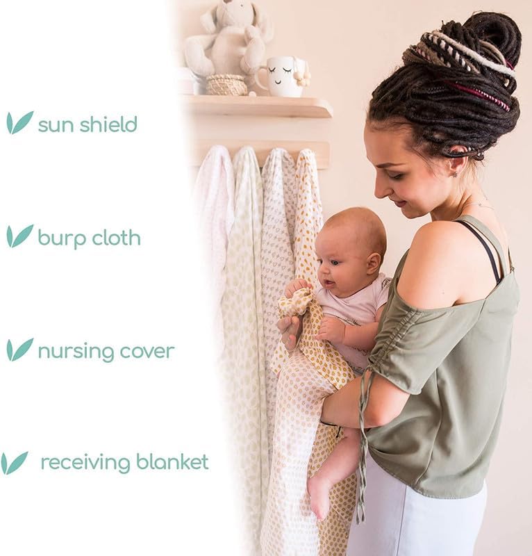Image of Muslin Baby Swaddle Set, Printed Muslin Swaddle Wrap for New Born Baby Pack of 3 Baby Bath Towel 120 cm X 120 cm - Grey Polka, Zigzag & Monkey