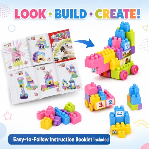 Image of Zest 4 Toyz Building Blocks for Kids 58 Pieces | Colourful Construction Blocks with Wheels Windmill Doors Windows Booklet & Zipper Storage Bag | Creative Educational Toy for Boys and Girls