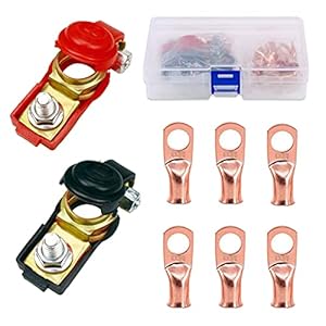 HUAZIZ 1 Paar 12v Batterieklemmen,Batterie Polklemmen,Auto Batterieclips,Schnellklemmen Steckverbinder Anschlussklemmen für KFZ Boot Fahrzeug Wohnmobil (6 Kupferringkleme)
