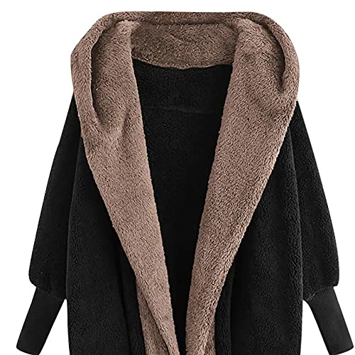 XUNRYAN Womens Winter Coats Fleece Jacket Sherpa Hoodies Lightweight Open Front Cardigans Fall Fuzzy Faux Fur Coat4
