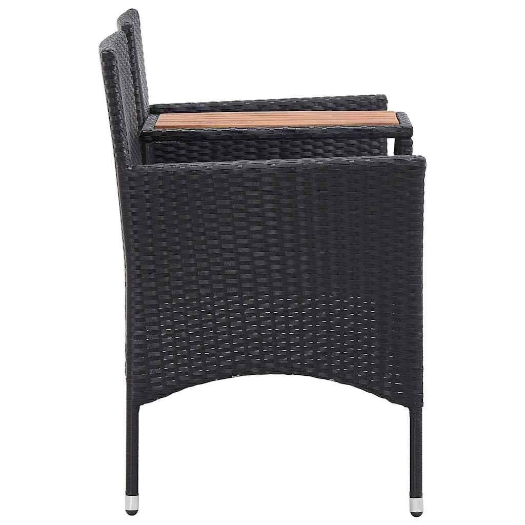 Ławka ogrodowa 2-osobowa ze stołem 143 cm Poly Rattan czarna