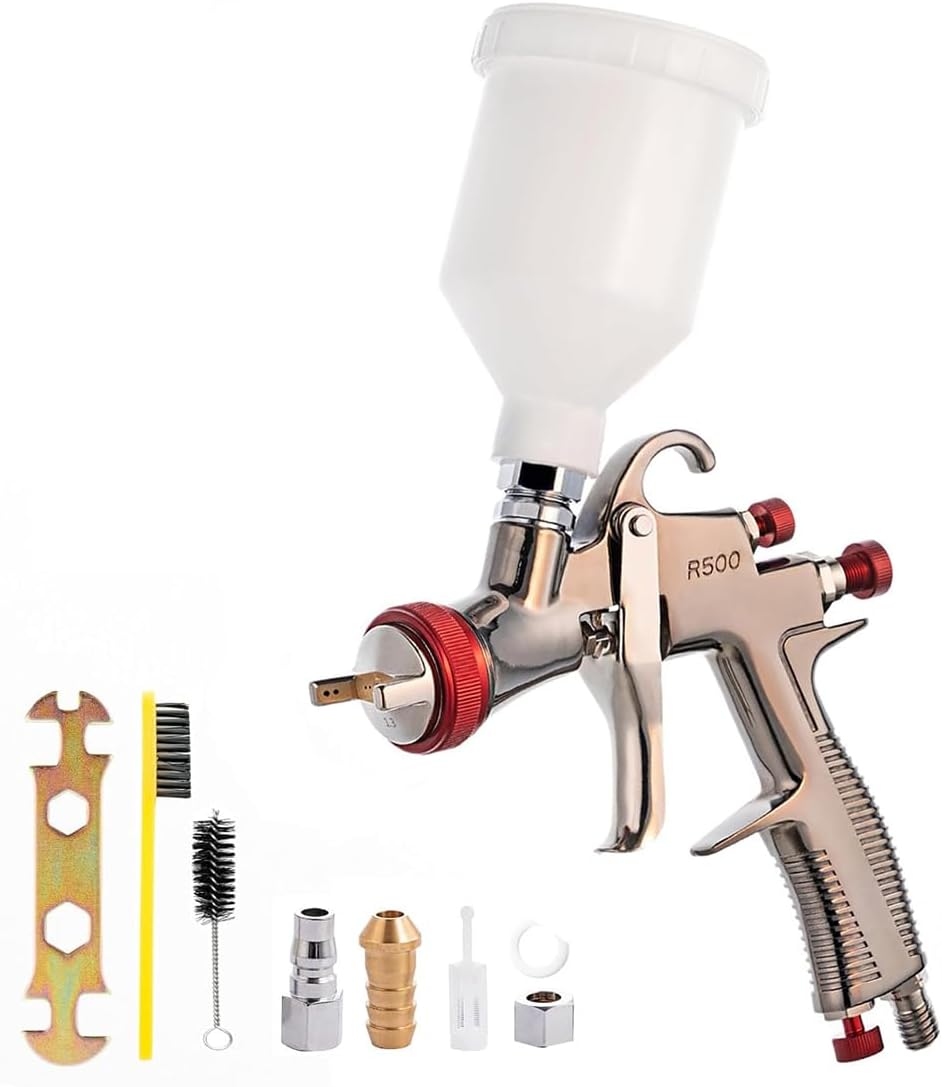 DAXINYANG R500 LVLP Spray Gun 1.3mm Nozzles Automotive Paint Gun with Air Pressure Regulator&Oil-Water Separator, Body Repair LVLP Automotive Paint Spray Guns for Painting Cars, Furnitures