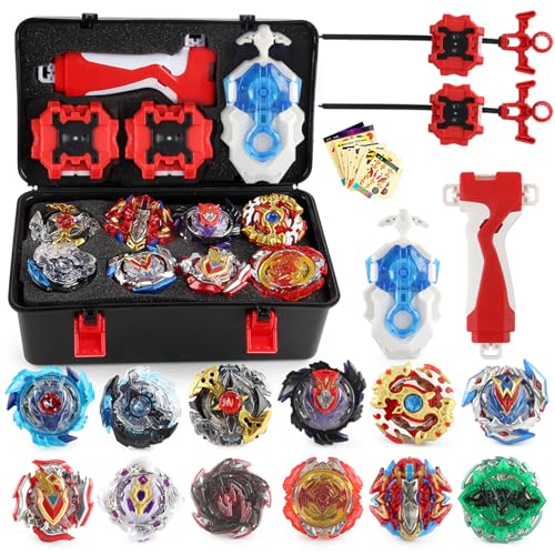 12 Pcs Peonzas Juego Giroscopios De Combate 4D Fusion Modelo Lanzador De Aceleración Gyro Juguete -06A