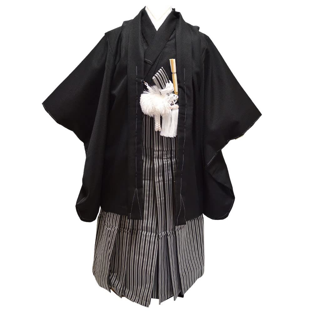 Amazon | [部坂呉服店HESAKA] 七五三 着物 男の子 黒無地 袴 13  