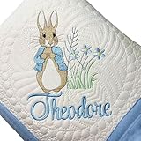 Personalized Baby Blankets with Embroidered Bunny, Custom Name Heirloom Keepsake Quilt, Embroidery Gift for Christmas, Easter, Brithday(36x46 Inches) (Style 1)