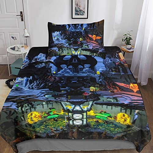 Lego Batman Juego De Funda De Edredón para Cama,Funda De Edredón,impresión 3D, Funda De Edredón De Microfibra con Cremallera Adultos Y Adolescentes Edredón Single(135x200cm)