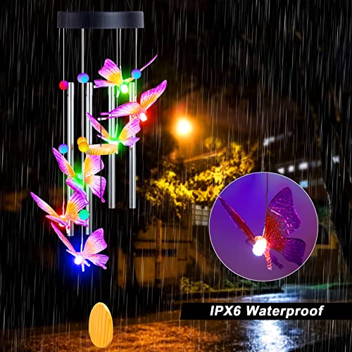 Rimicab Solar Butterfly Wind Chimes Light With Aluminum Tubes And Color Changing Led Bulbs, Indoor Or Outdoor Home Decor Light, Waterproof Wind Chimes Lamp #TOP5