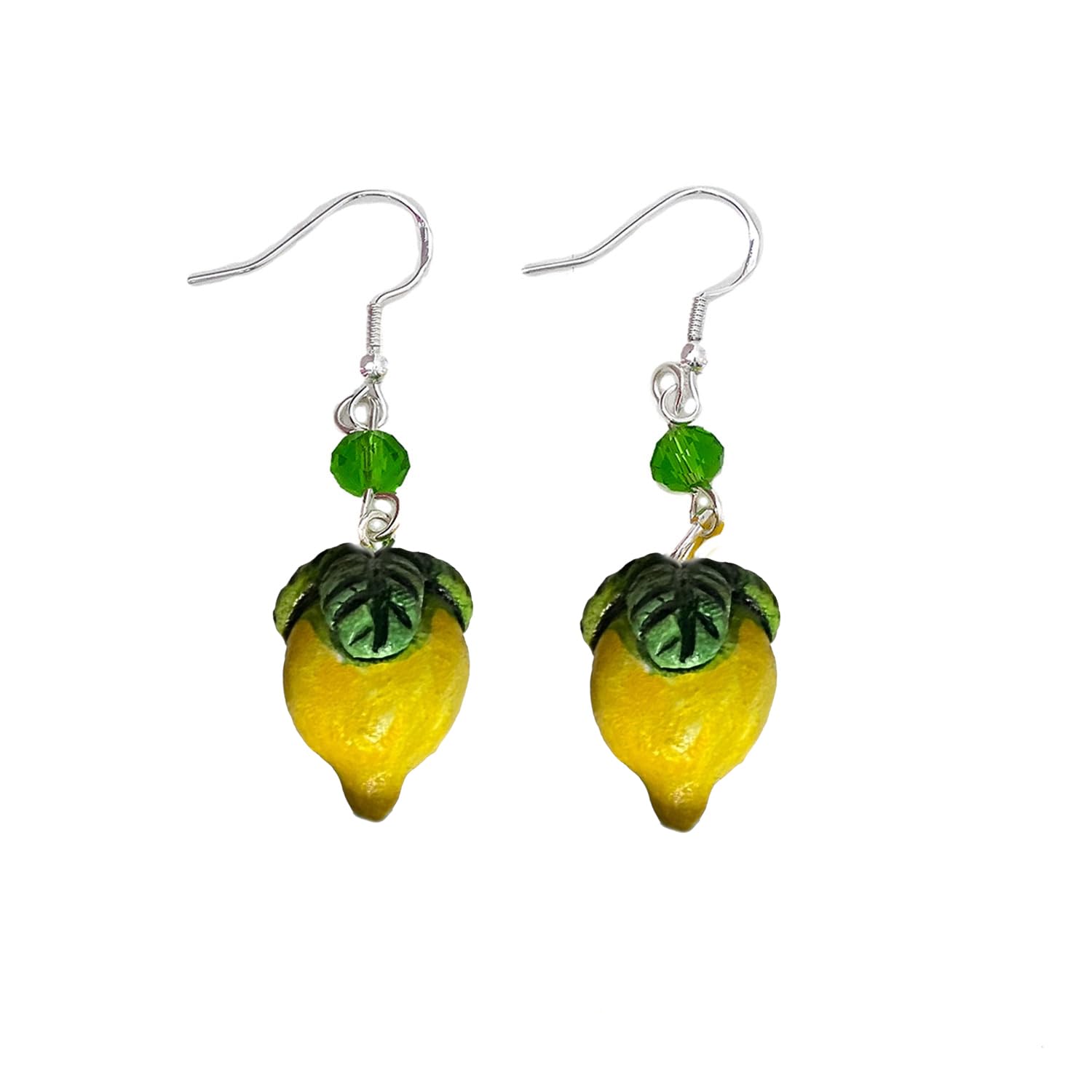 Boucles d'oreilles en céramique peintes à la main - CITRON CÉRAMIQUE - Boucles d'oreilles pendantes pour femme, Bijoux en céramique peinte, Crochet en argent, Fabriqué en Italie, Bijoux, Artisanat