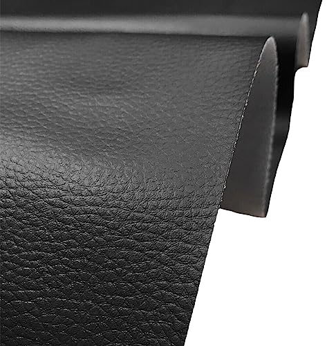 A-Express Grained Faux Leather Fabric Waterproof Heavy Duty Leatherette Vinyl Leathercloth Upholstery Textured Material - Black Sample 15cm x 15cm