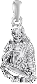 Akshat Sapphire Sterling Silver (92.5% purity) God Shree Sai Baba Pendant for Men & Women Pure Sterling Silver Lord Sai Ba... Price In India