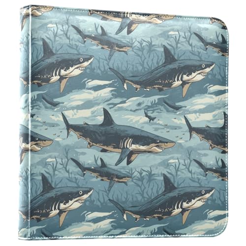 Álbum de fotos ALAZA Sharks Seaweeds con cubierta de cuero PU multicolor, diseño de anillas, tamaño 11.8 x 11.2 x 1.5 pulgadas miniatura 1