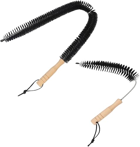 Limpiador de ventilación para secadora, mango de madera, cepillo de limpieza de ventilación, cepillo de bobina de condensador para refrigerador para