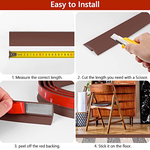 10Ft Floor Transition Strip Self Adhesive Carpet To Tile Floor Edging Trim Pvc Threshold Strips, Peel And Stick Floor Joining Strip Suitable For Threshold Height Less Than 5Mm(Coffee) #TOP3