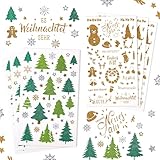 Kesote Sticker Weihnachten 280x Aufkleber Glitzer Weihnachtssticker Deutsch Weihnachtsaufkleber Selbstklebend Gold Stern Silber Schneeflocken Weihnachtsbaum Weihnachts Etiketten Weihnachtsdeko Basteln