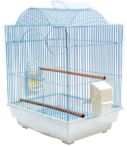 Image of Penn-Plax Bird-Life Bird Cage Starter Kit with Accessories - White Arched Cage - for Parakeets, Lovebirds, Parrotlets, and Finches - Small (BCK1)