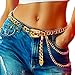 Kesvb Waist Chain Belt Fashion Body Belly Chain Jewelry Rave Accessories for Women (Gold)