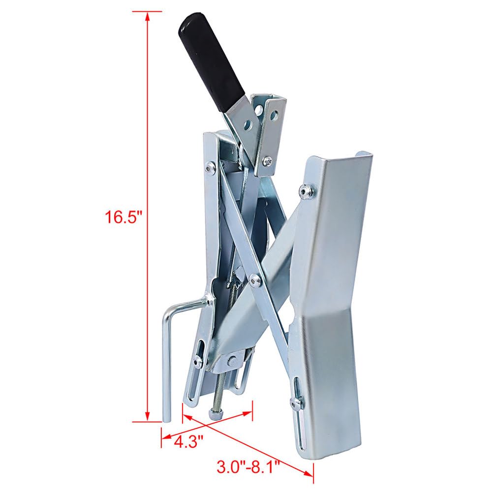 Stabilizator koła kempingowego, 2 zestawy, wytrzymałe kliny blokujące, do przyczep podróżnych i kamperów, regulowana szczelina w oponach od 2,5-1 cm do 15 cm, stalowy stabilizator opony z grzechotką i