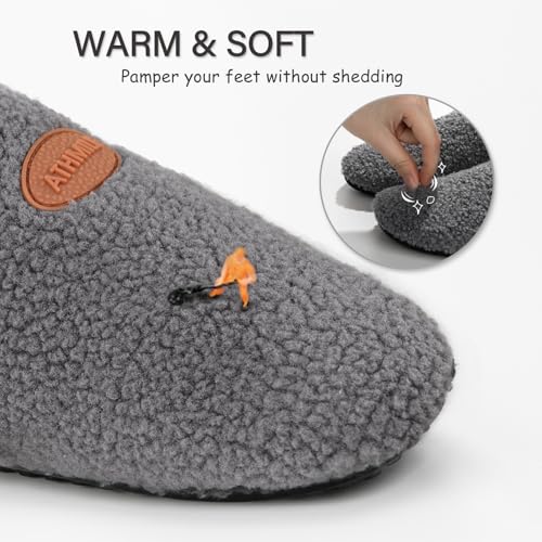 Image of ATHMILE House Slippers for Women Men Indoor Barefoot House Shoes Soft Socks | Furry Slip on Cozy Comfy Flexible Machine Washable Home Bedroom Travel Hospital Yoga Gifts for Mom Grandma