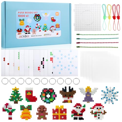 Weihnachten Bügelperlen Set, 1000 Stück Steckperlen 10 mm Perlen mit...