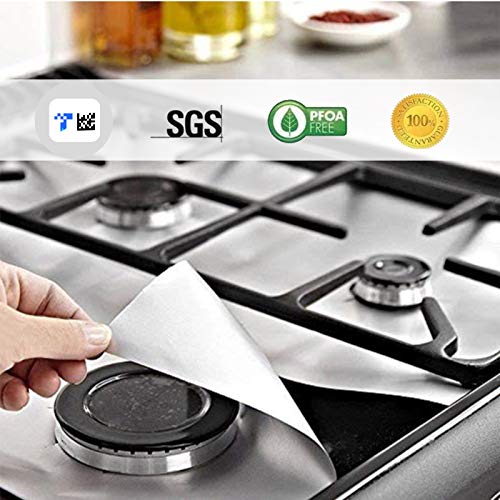 Forsisco Stove Burner Covers Upgraded Double Thickness Stove Covers For Gas Burners Silver Nonstick Gas Stove Burner Liners Reusable Kitchen Guardian Gas Stove Top Protector (8Pcs) #TOP5