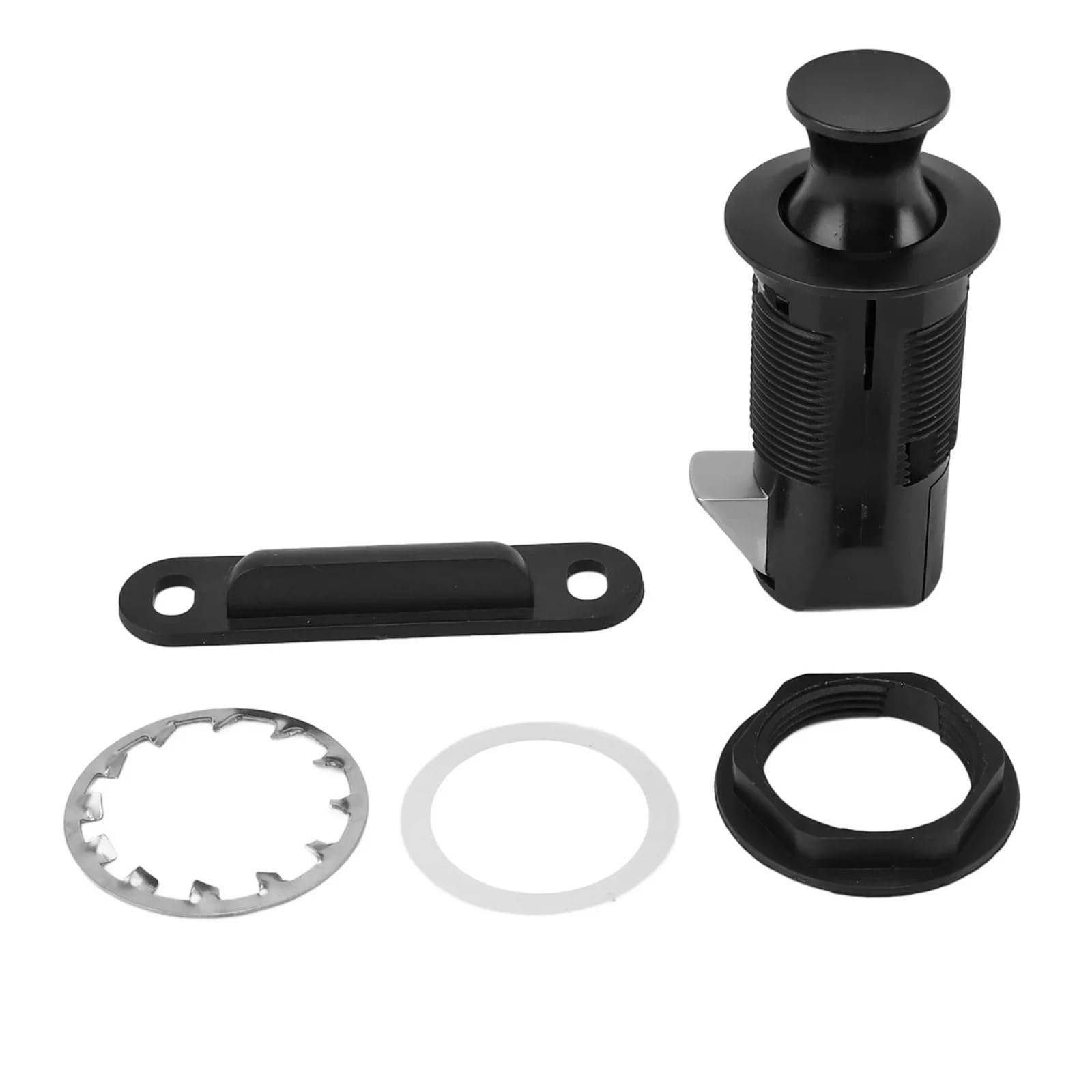 Push-Button Latch Cabinet Lock Zinc Alloy ABS Secure Round(Black)