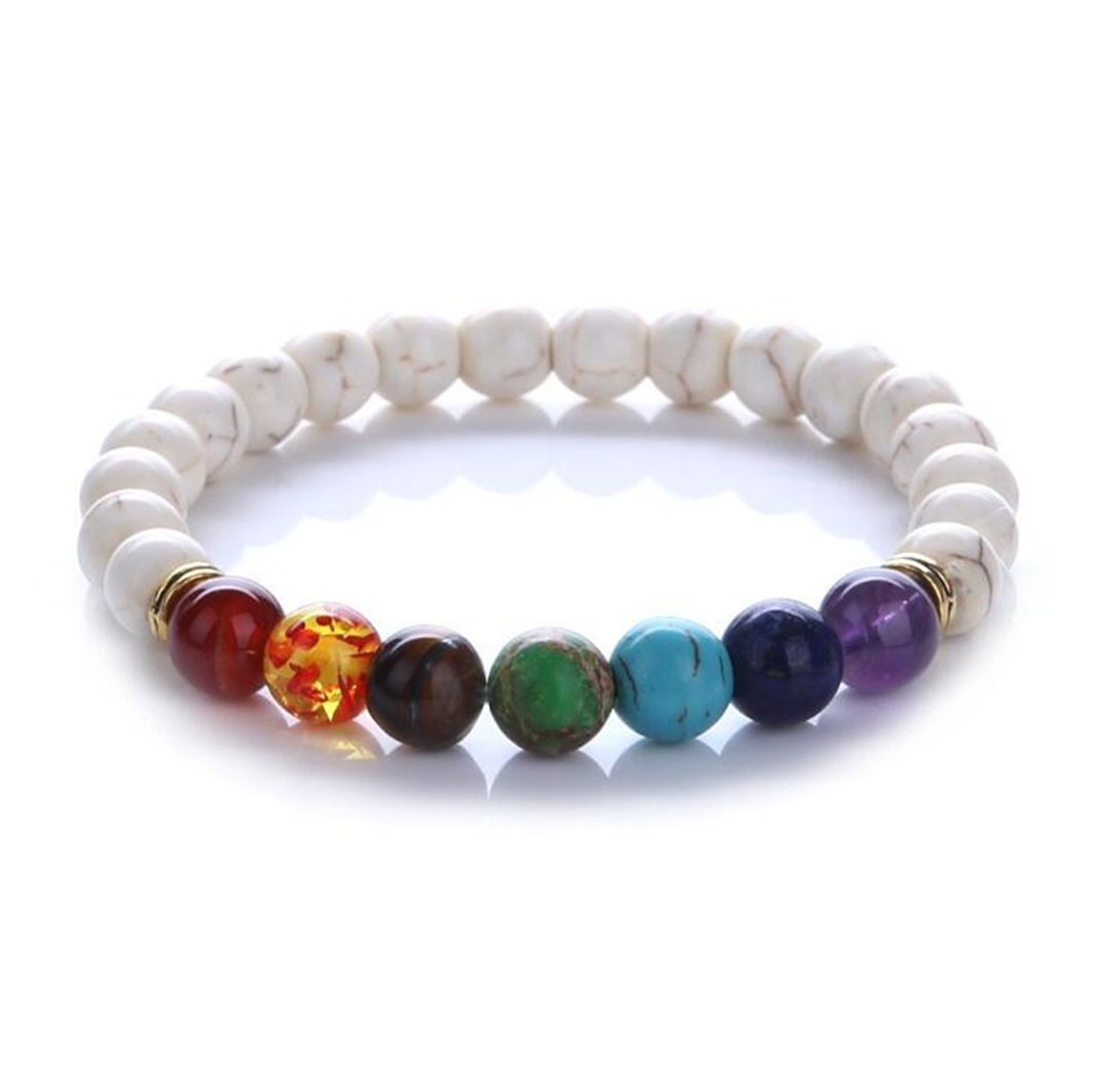 Jewelry Men Women Lava Rock Beads 7 Chakra Bracelet White Stone Bracelet Gemstone Bangle
