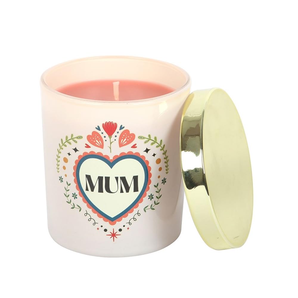 Mum Folk Heart French Tulip Candle | Floral Scented Candle in Cream Jar | Approx. 28-Hour Burn | Paraffin Wax | Gift-Boxed Candle for Mum with Heartfelt Design