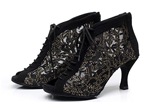TDA Womens Lace-Up Net Salsa Tango Ballroom Latin Wedding Party Dance Shoes3