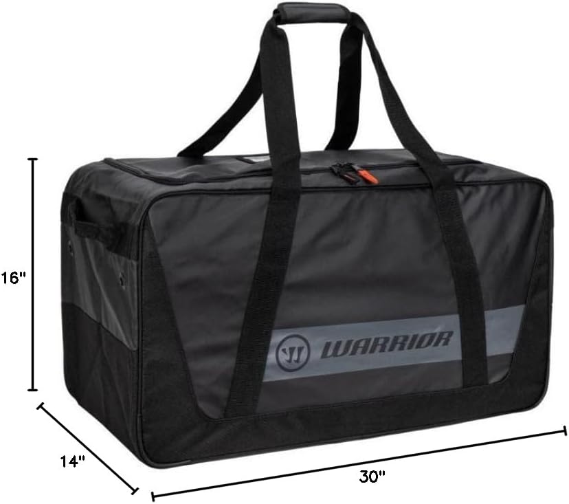 Warrior Q30 Youth Hockey Carry Bag 30" Black - Durable Ripstop Duffel with U-Shape Opening & Organized Pockets