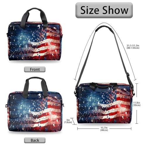 Maletín para portátil 15.6-16 pulgadas con bandera USA y correa miniatura 6