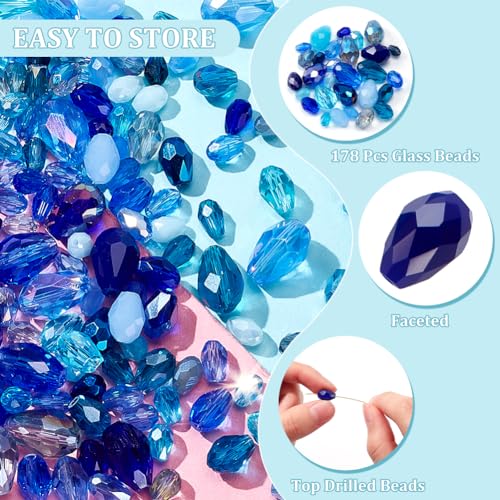 NBEADS About 178 Pcs Teardrop Crystal Glass Beads - Image 4