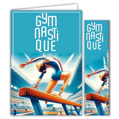 69-1007 - Tarjeta de gimnasia artística o rítmica con sobres de 12 x 17,5 cm para deportes deportivos gimnasta campeón o apoyo – Colección Passion Sports de los Juegos Olímpicos – Fabricado en Francia