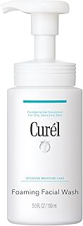 Curel Japanese Skin Care Foaming Daily Face Wash for Sensitive Skin, Hydrating Facial Cleanser for Dry Skin, pH-Balanced and Fragrance-Free, 5 Oz (Step 2 of 2-Step Skincare)