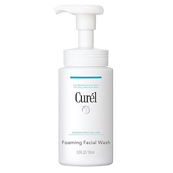 Curel Japanese Skin Care Foaming Daily Face Wash for Sensitive Skin, Hydrating Facial Cleanser for Dry Skin, pH-Balanced and Fragrance-Free, 5 Oz (Step 2 of 2-Step Skincare)