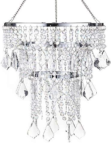 Sunli House Acrylic Chandelier lampshade Mini Crystal Beaded Fixture Pendant Ceiling Light Shade for Wedding Bedroom Hallway Bathroom H11.4''X D9.84''