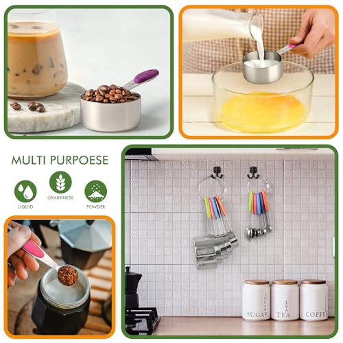 HOTEC 10-Pack Measuring Cups &Spoons Set, Kitchen Gadagets Cooking Baking, Measuring Spoons, Heavy Duty & Dishwasher Safe for Dry and Liquid Ingredients, Multicolor - Thumbnail 5