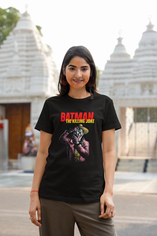 Image of ElegantCrafts 'Batmen The Killing Joke' Graphic Print Cotton T-Shirt, Joker Design, Unisex Casual Wear