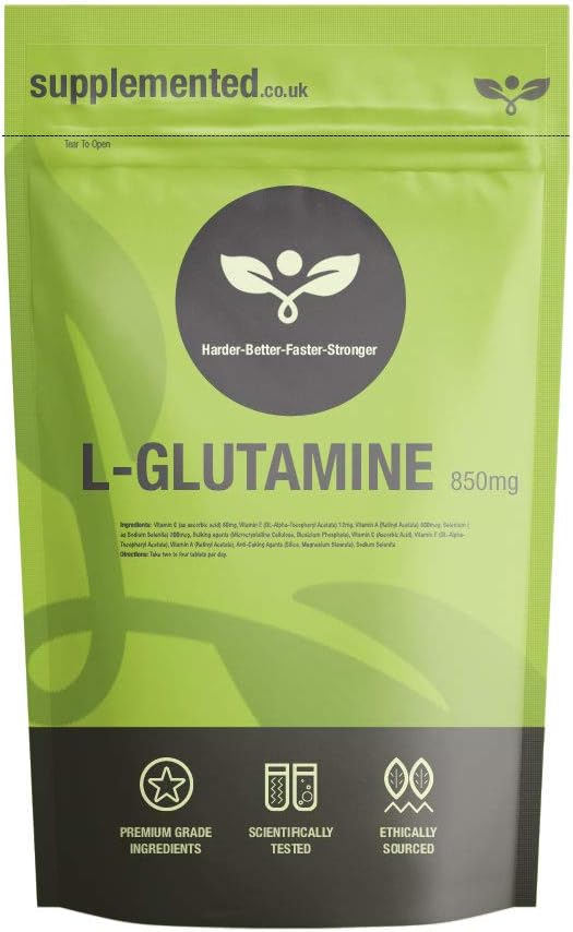 L-Glutamine 850mg 180 Capsules - Muscle Recovery Tablets UK Made. Pharmaceutical Grade