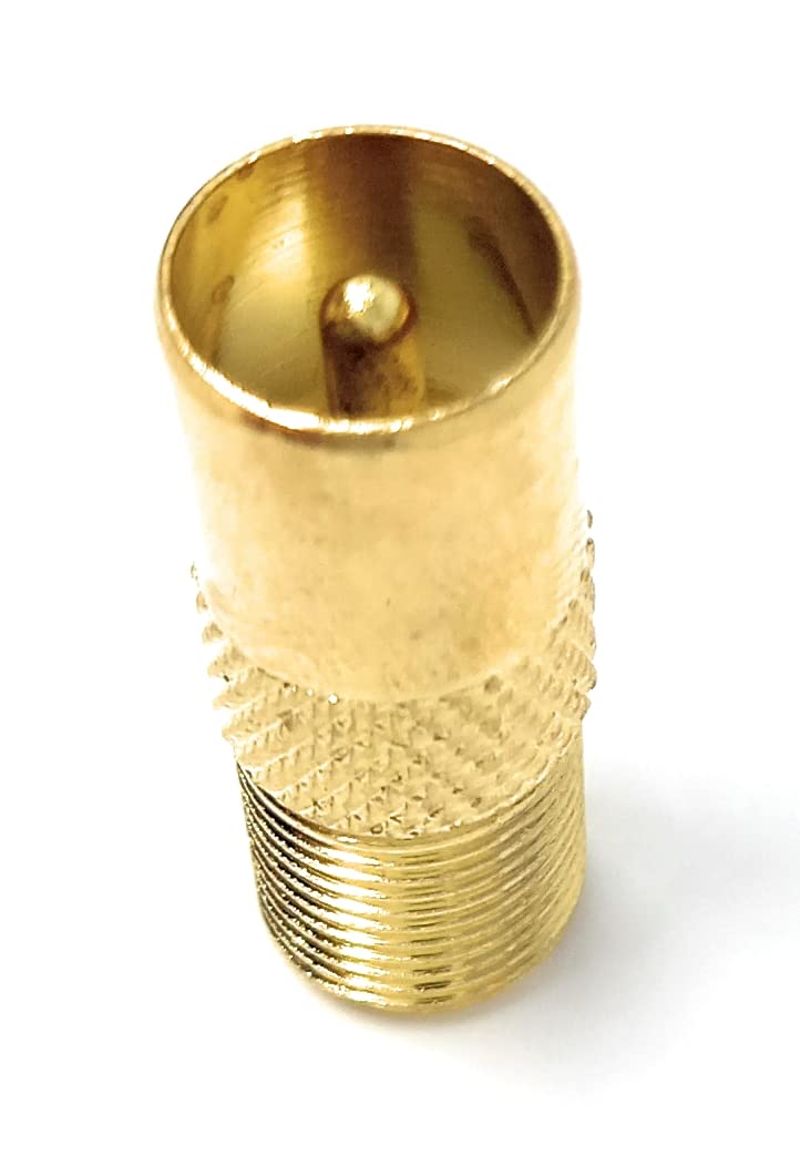 DRUT TV RF Male to F Type Screw Connector Socket Aerial Coax Adapter Coaxial Plug (Gold) - Image 4