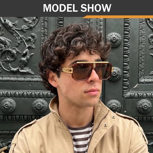 Image of Retro Polarized Pilot Sunglasses Men Women Vintage Square Metal Designer Style 80s Shades Eyewear