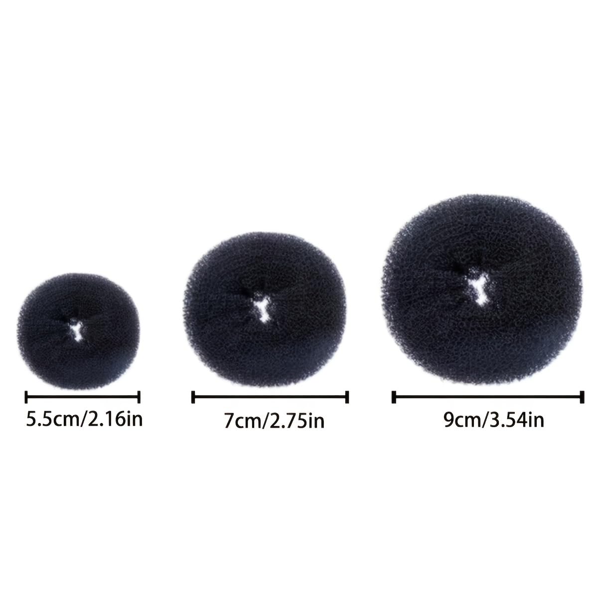 Hair Donuts All 3 Different Sizes + 2 Pcs Black Sponge Hair Clip Volume Bump it Padding Bun Updo (Pack of 3)