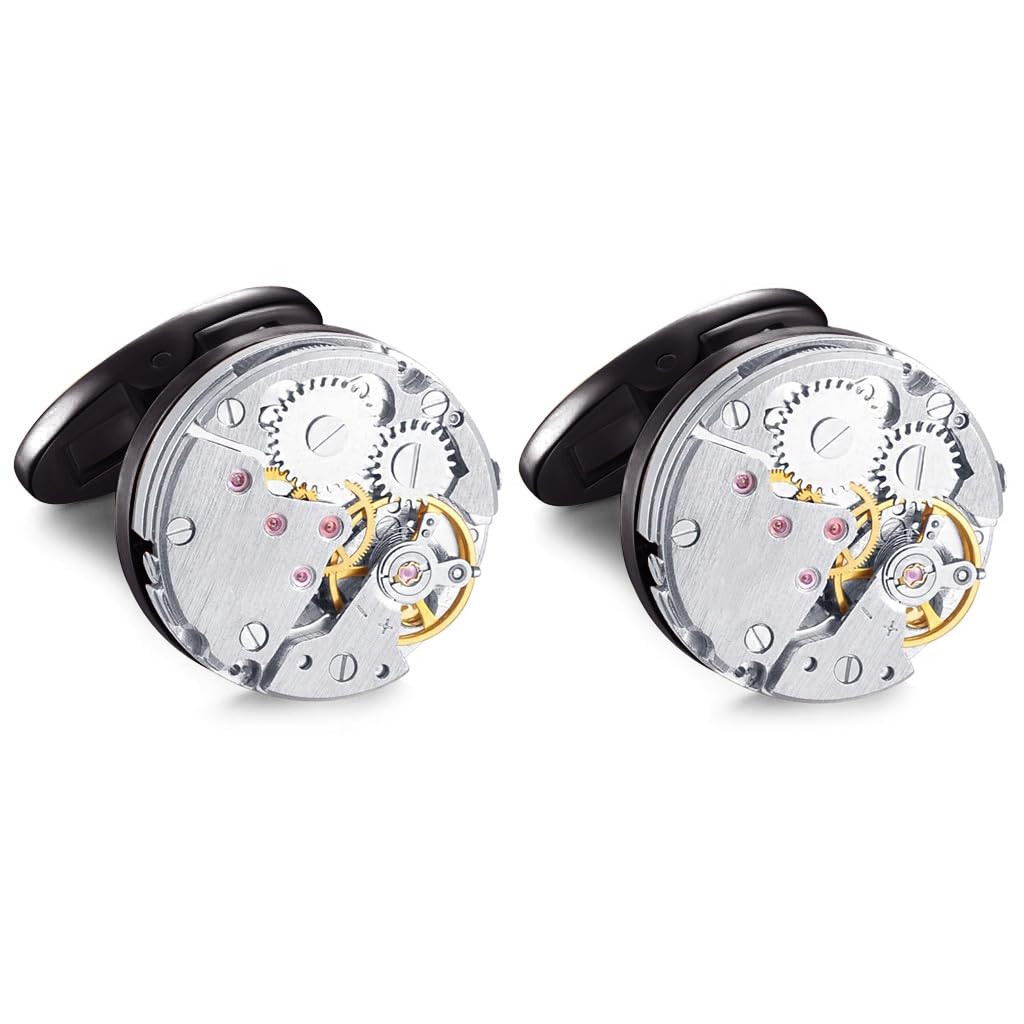 Boutons De Manchette Montre Stempunk Vintage – Style Rétro Steampunk, Laiton Plaqué Acier, Idéal Mariage, Costume, Cadeau Homme Élégant