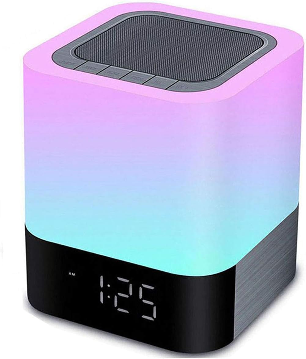 Altoparlante Bluetooth con luce notturna, sveglia con altoparlanti wireless, lampada da comodino con controllo touch, lettore musicale MP3, lampada da tavolo con sensore tattile dimmerabile,