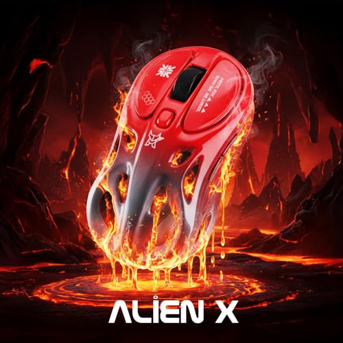 Image of Arctic Fox Alien-X Gaming Wireless Mouse, Tri-Mode (2.4G /Bluetooth /Wired), 4800 DPI, 1000Hz Ergonomic Hollow RGB Rechargeable Type-C for Mac /Laptop /iPad /Office (Red)