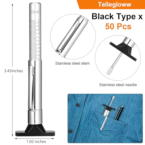 Image of Tellegloww 50 Pcs Tire Tread Depth Gauge 32nds 25mm Color Coded Tire Depth Gauge Tool, Tread Accurate Measure Tools Metric Gauges for Car Trucks Various Vehicle (Silver)