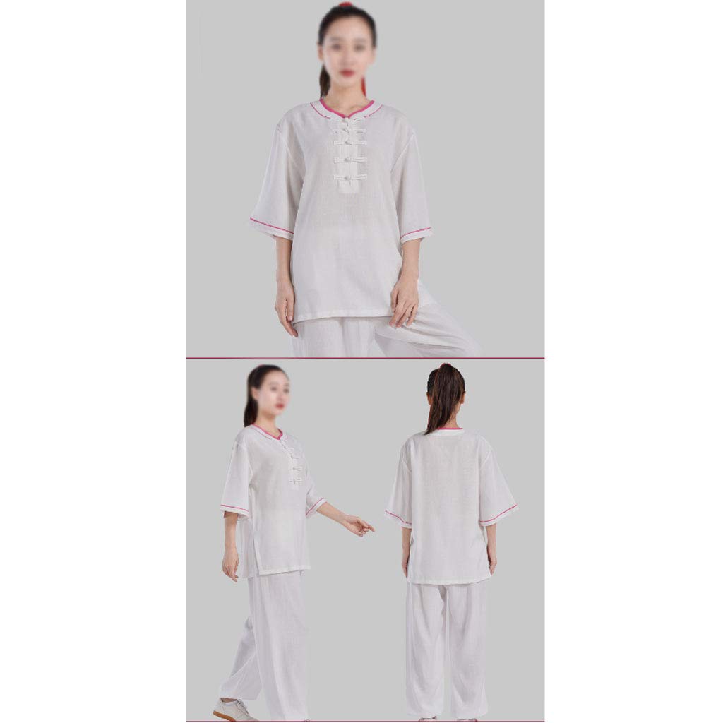 ZHOUXIAO Dorosły tradycyjny mundur tajskiego unisex zen odzież do medytacji sztuki walki garnitur Kung Fu poranna ćwiczenia odzież krótki rękaw kurtka koszula spodnie niebieski-L