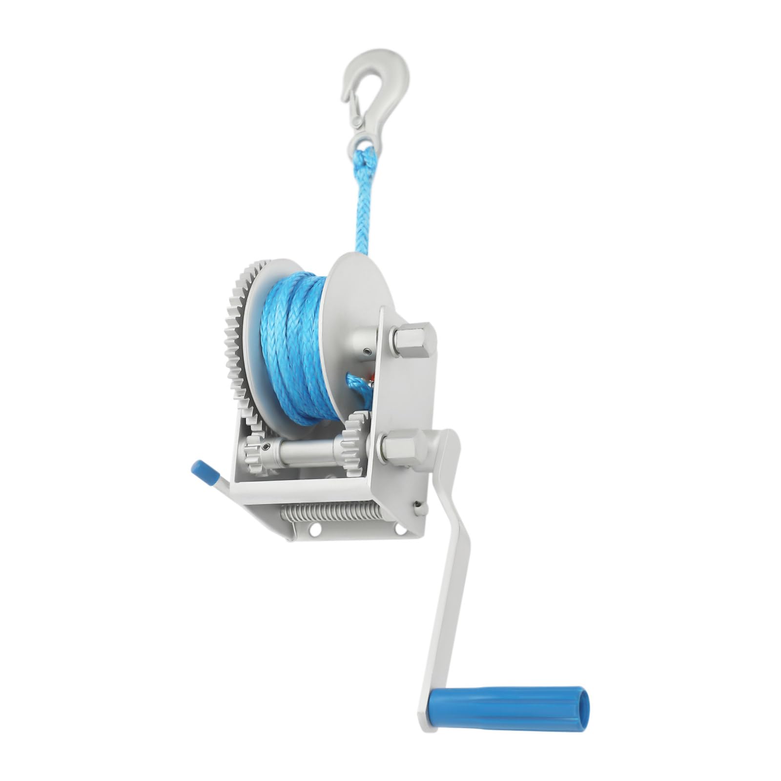 Verricello Manuale a 3 Velocità 4500LBS, Verricello per Rimorchio da Barche Manovella, Rapporti di trasmissione 3: 5:10, con Corda di Nylon 8m, per Veicoli e Barche